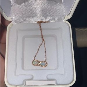 Opal and rose gold necklace